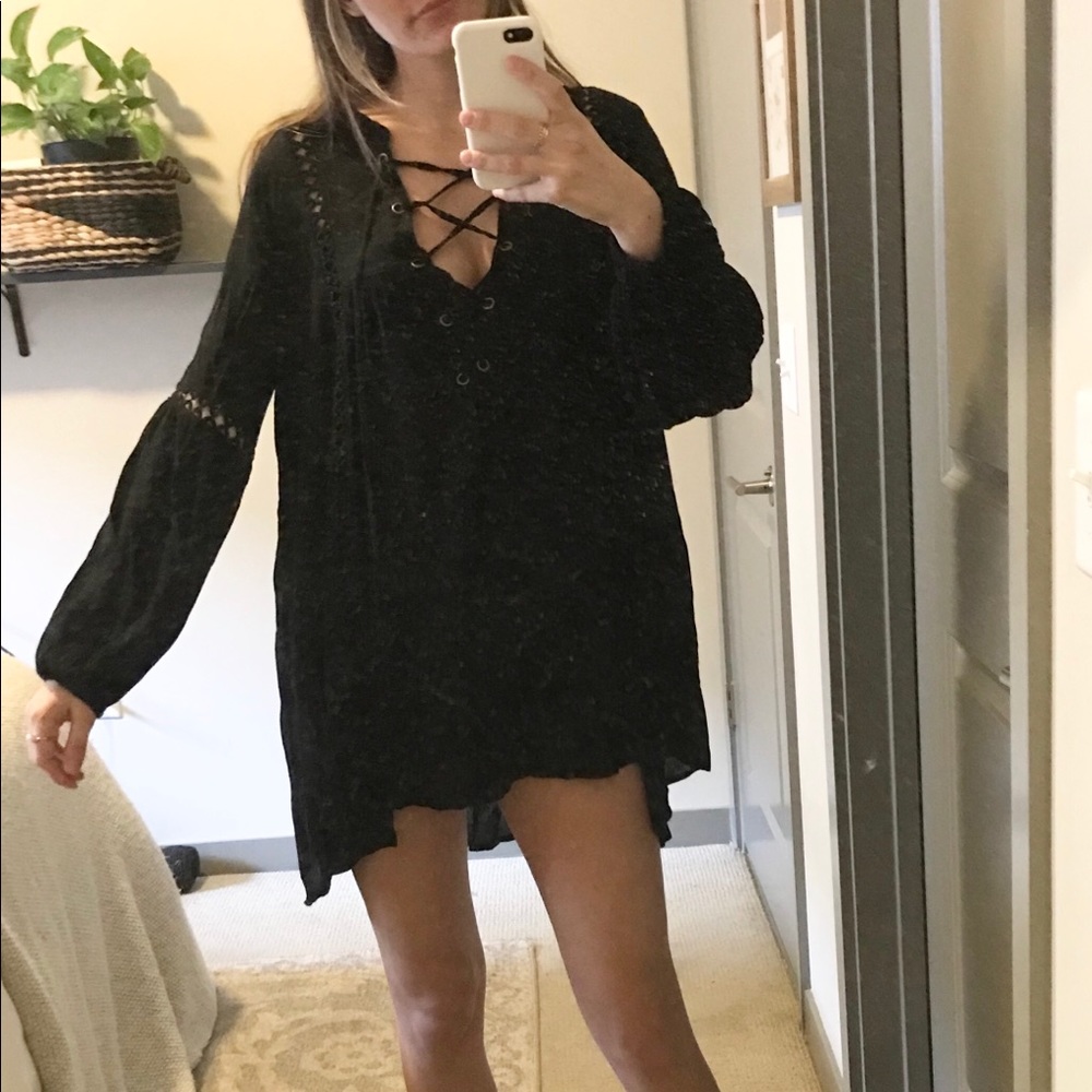 Black Long Sleeve Mini Dress/Tunic